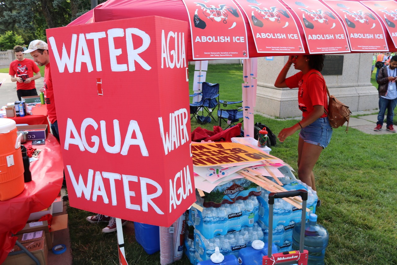 DSA members set up booth at immigration rally